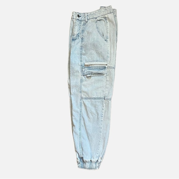 Hot Topic Indigo Denim Cargo Jogger Pants Size 7 - Picture 5 of 10